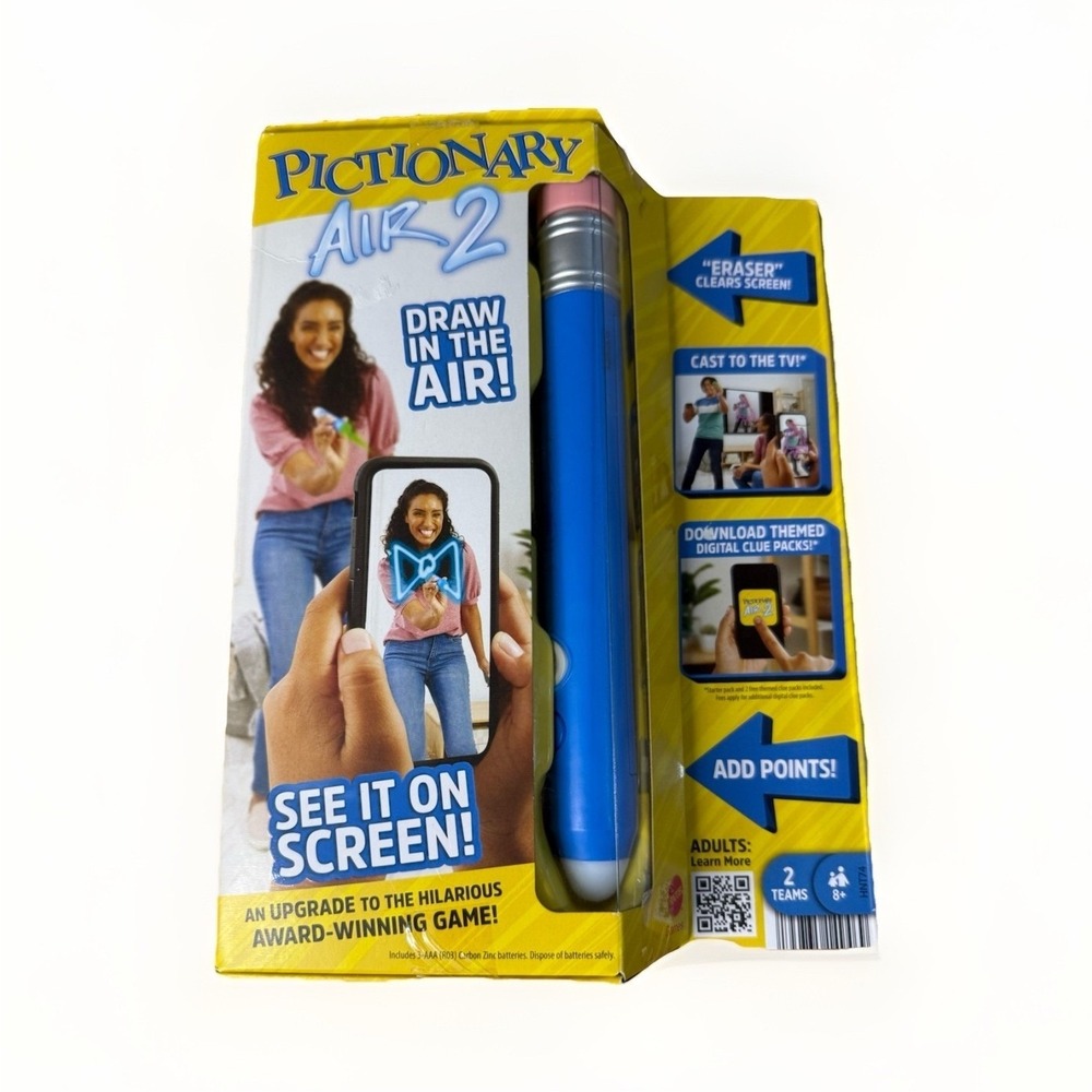 Mattel Pictionary Air 2 Family Game Draw in the Air, Cast to TV, 2 Teams